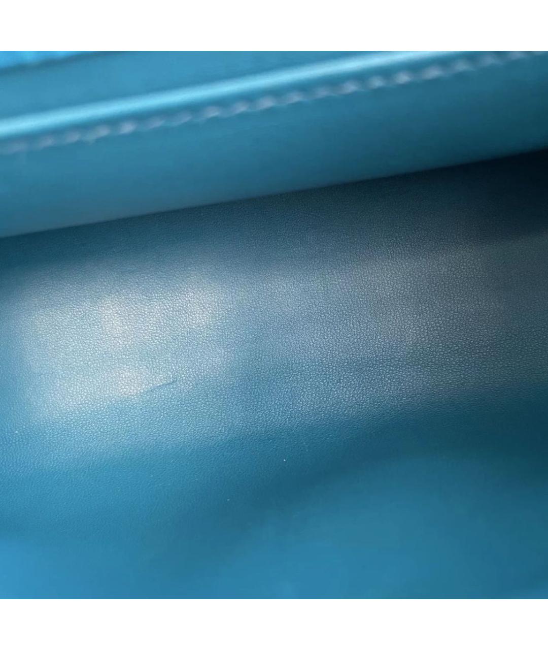 HERMES Синяя кожаная сумка с короткими ручками, фото 8