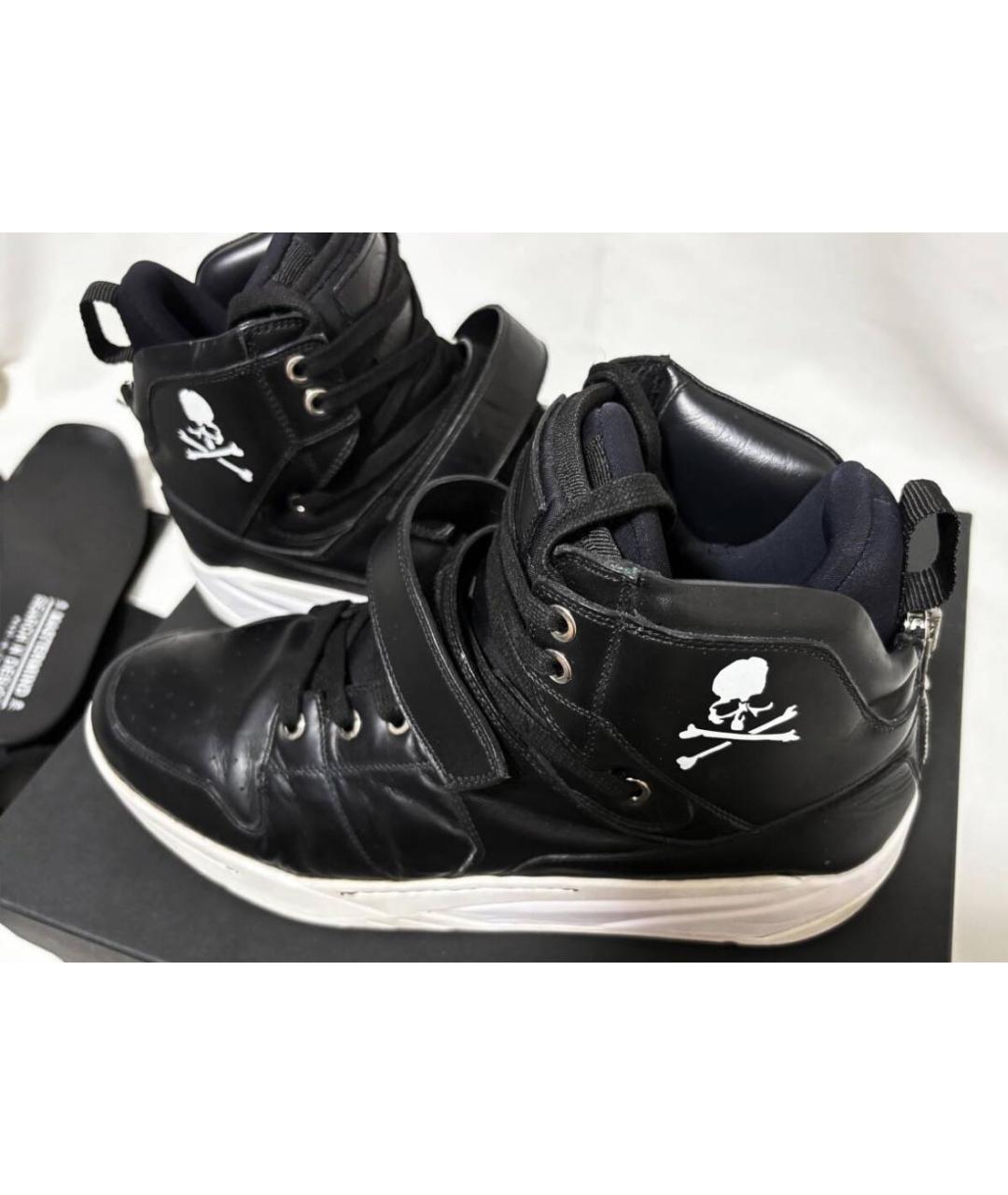 MASTERMIND JAPAN Черные кожаные высокие кроссовки / кеды, фото 8