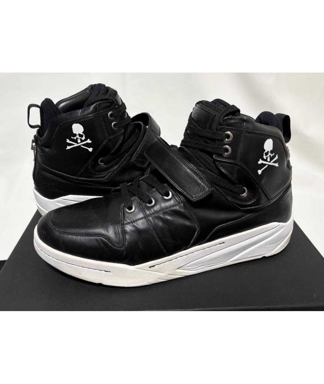 MASTERMIND JAPAN Черные кожаные высокие кроссовки / кеды, фото 2