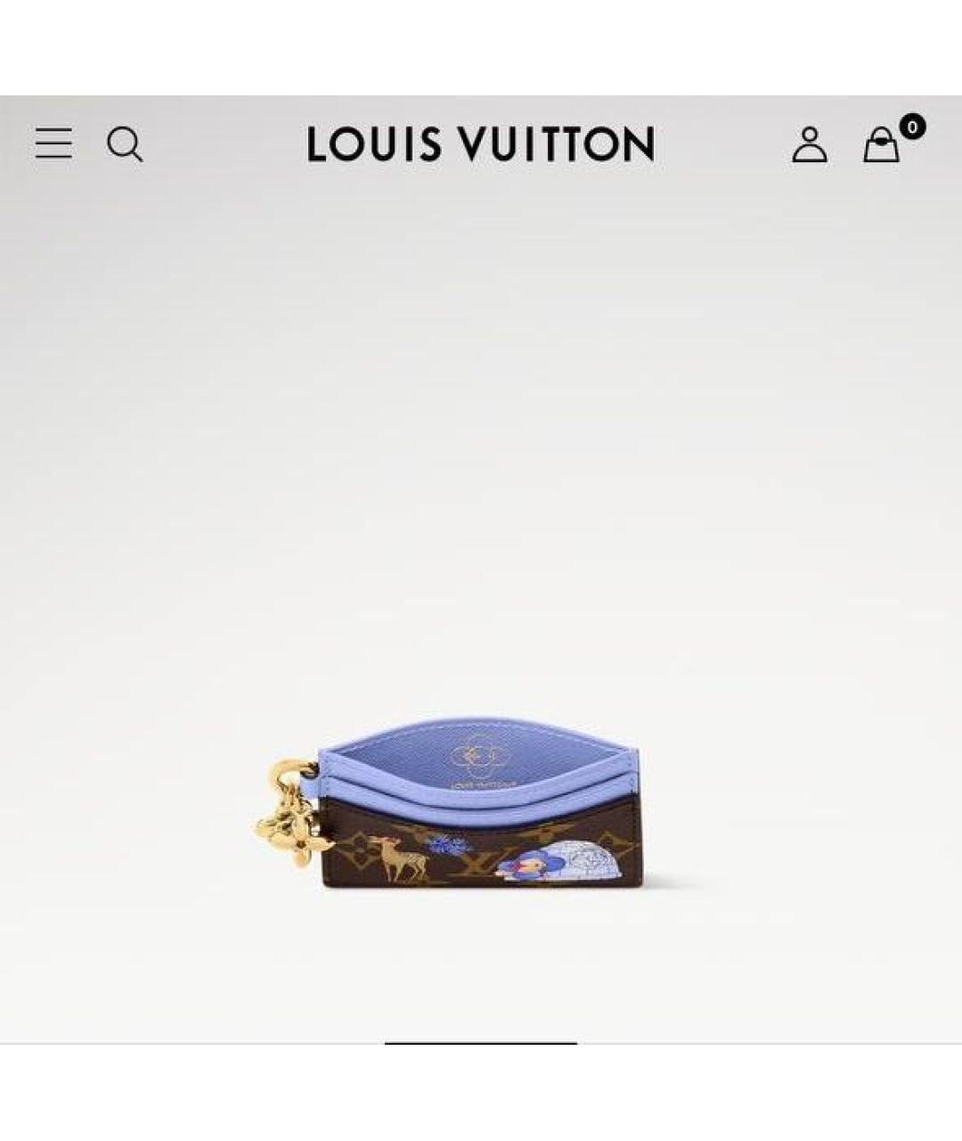 LOUIS VUITTON Голубой кожаный кардхолдер, фото 4