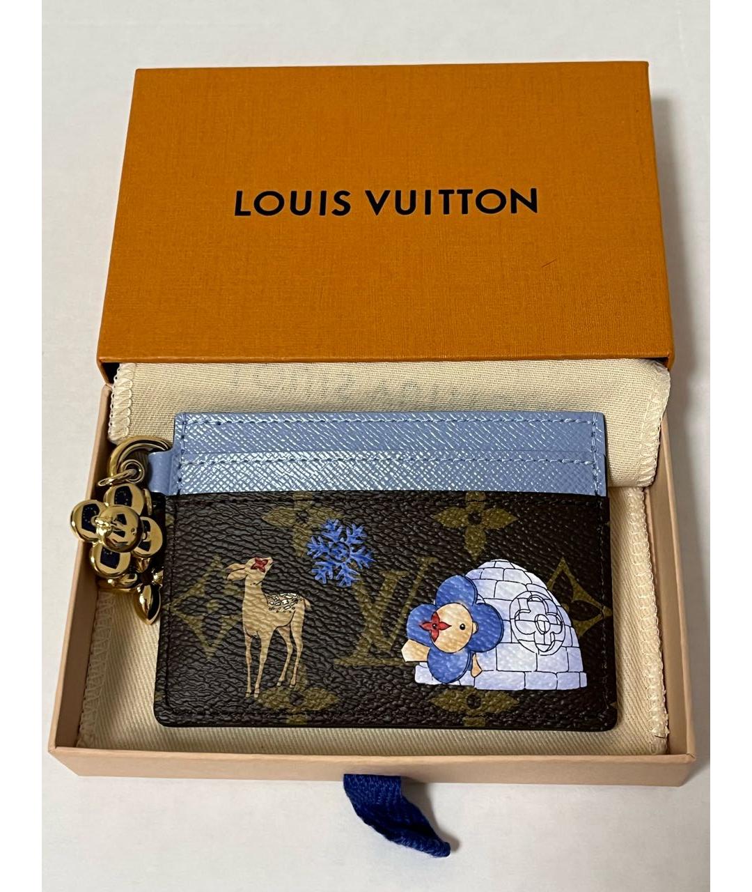 LOUIS VUITTON Голубой кожаный кардхолдер, фото 2