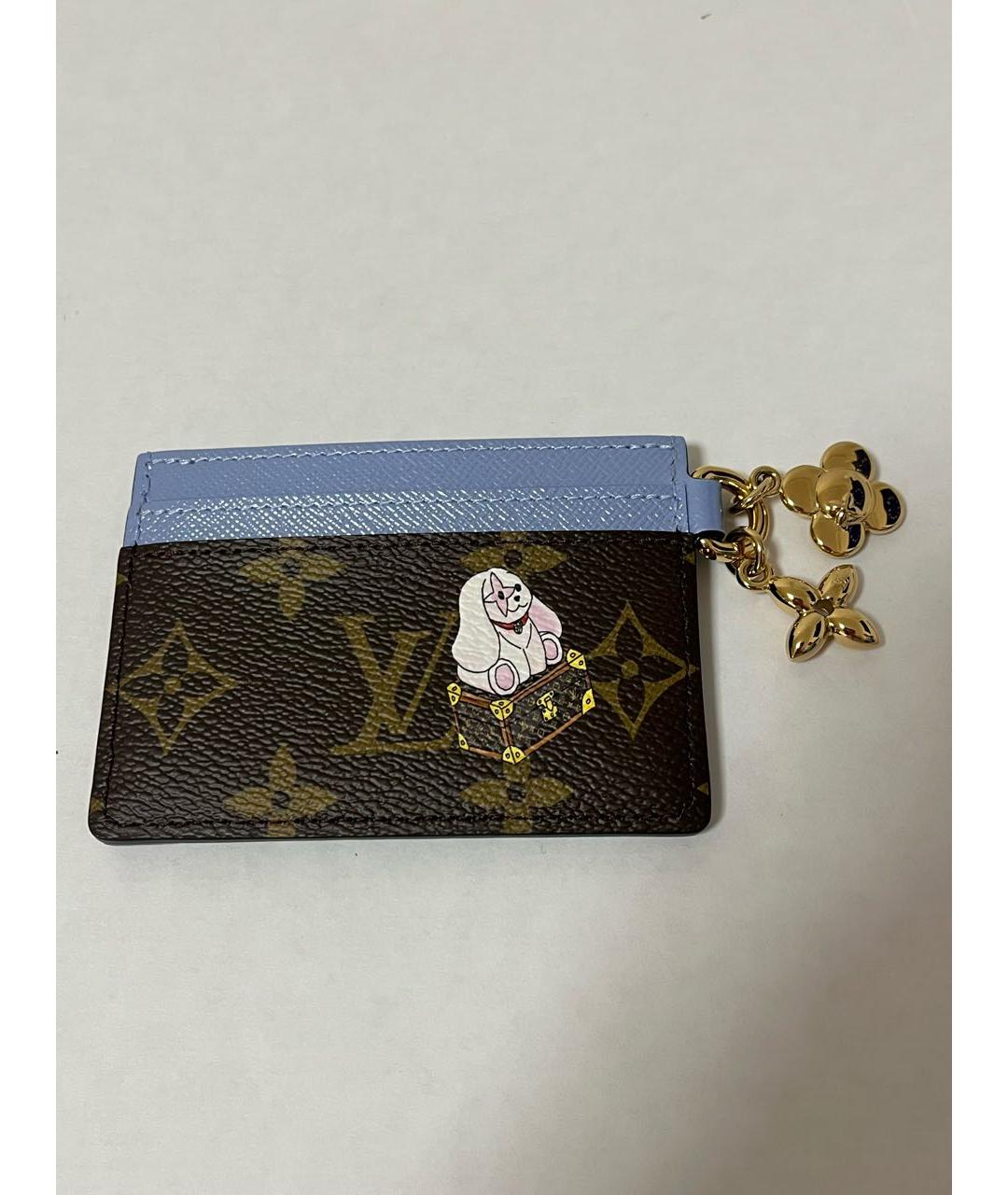 LOUIS VUITTON Голубой кожаный кардхолдер, фото 3