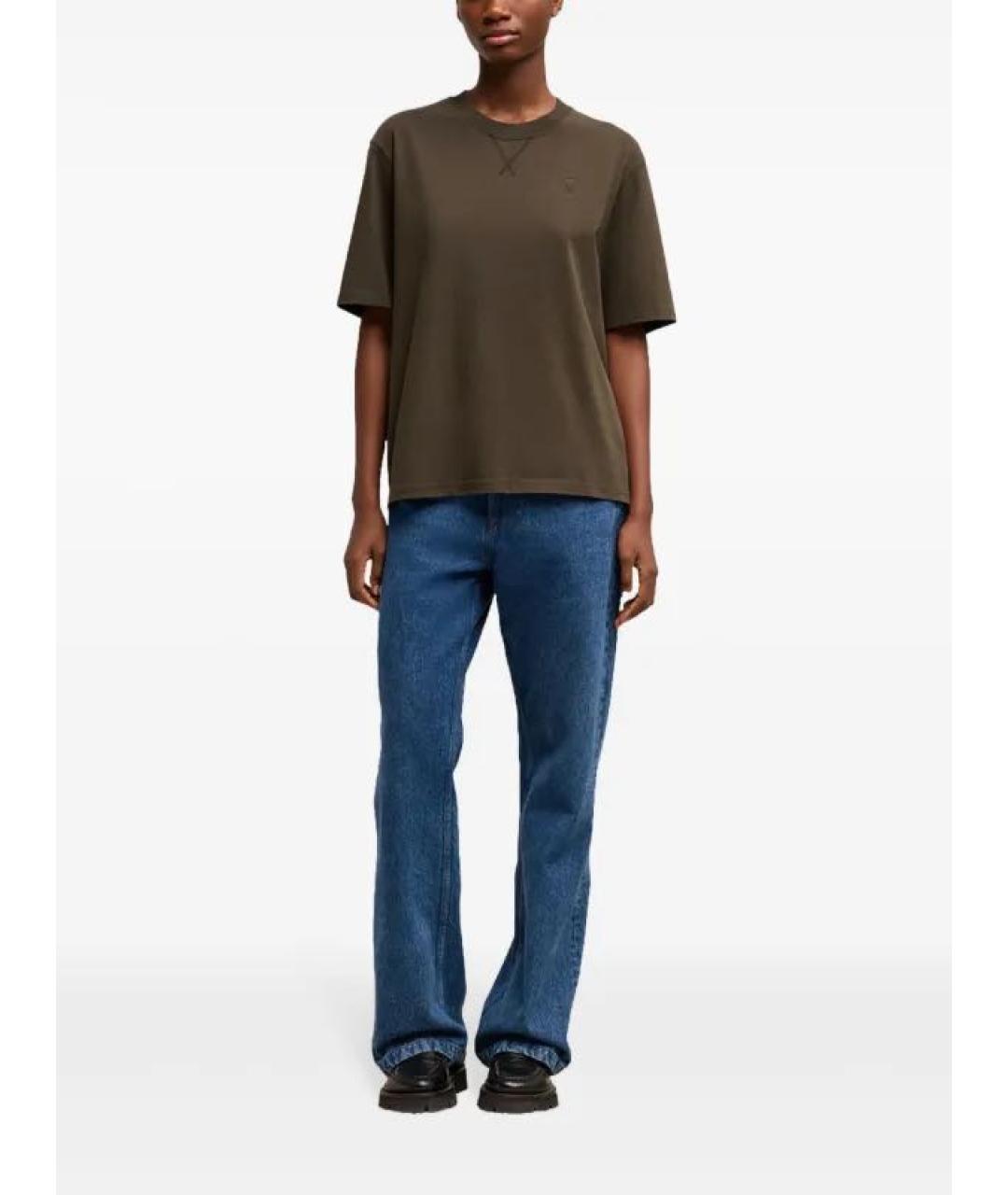 Ami Paris Коричневая хлопковая футболка, фото 3