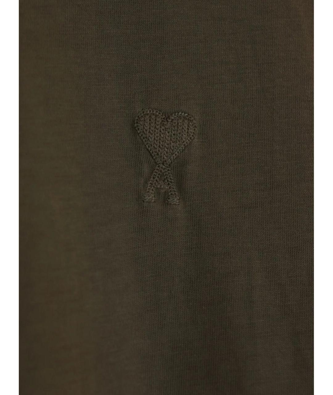 Ami Paris Коричневая хлопковая футболка, фото 3