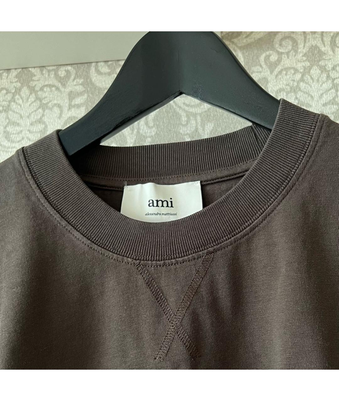 Ami Paris Коричневая хлопковая футболка, фото 6