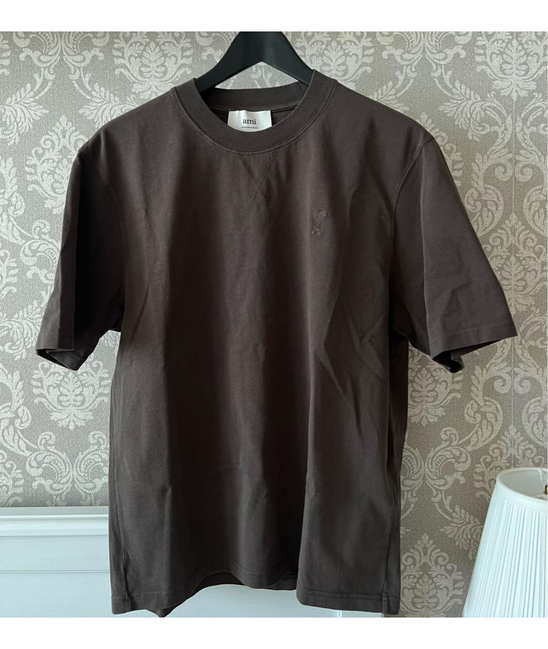 Ami Paris Коричневая хлопковая футболка, фото 5