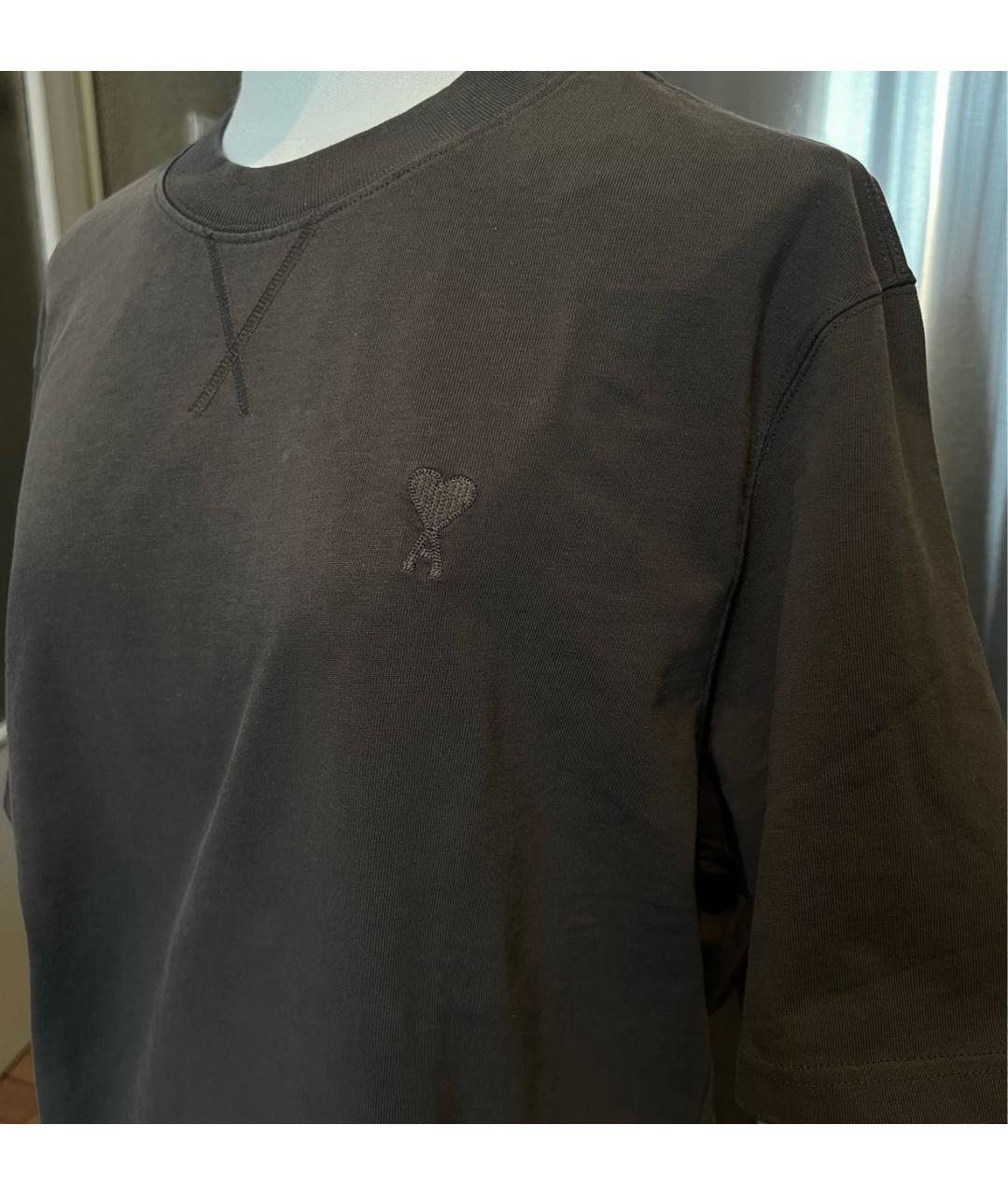 Ami Paris Коричневая хлопковая футболка, фото 7