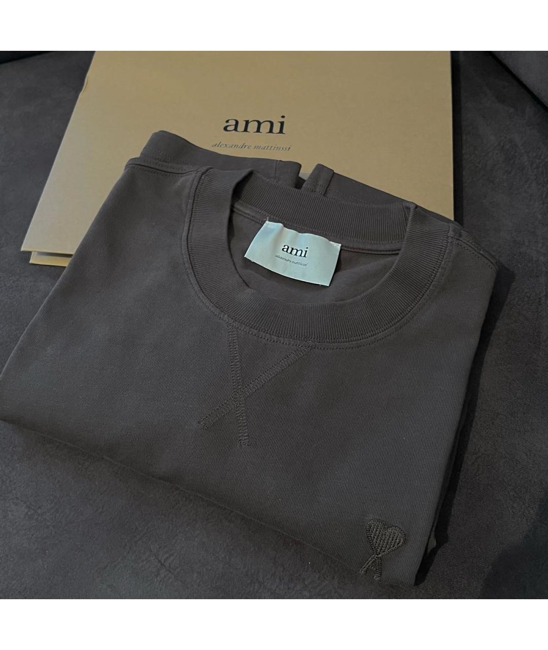 Ami Paris Коричневая хлопковая футболка, фото 8