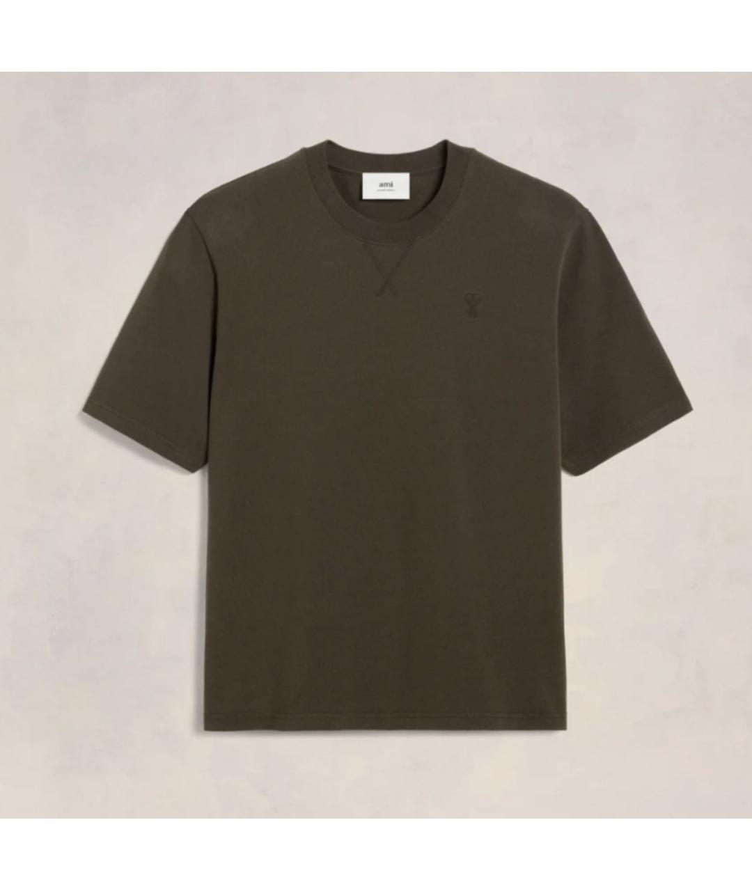 Ami Paris Коричневая хлопковая футболка, фото 9