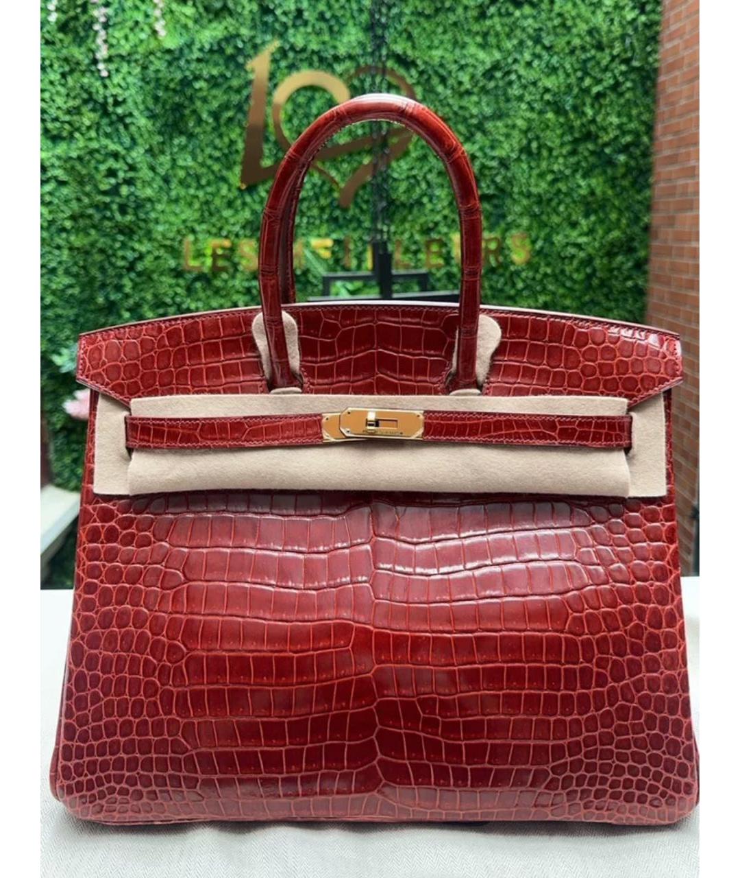 HERMES Красная кожаная сумка с короткими ручками, фото 8