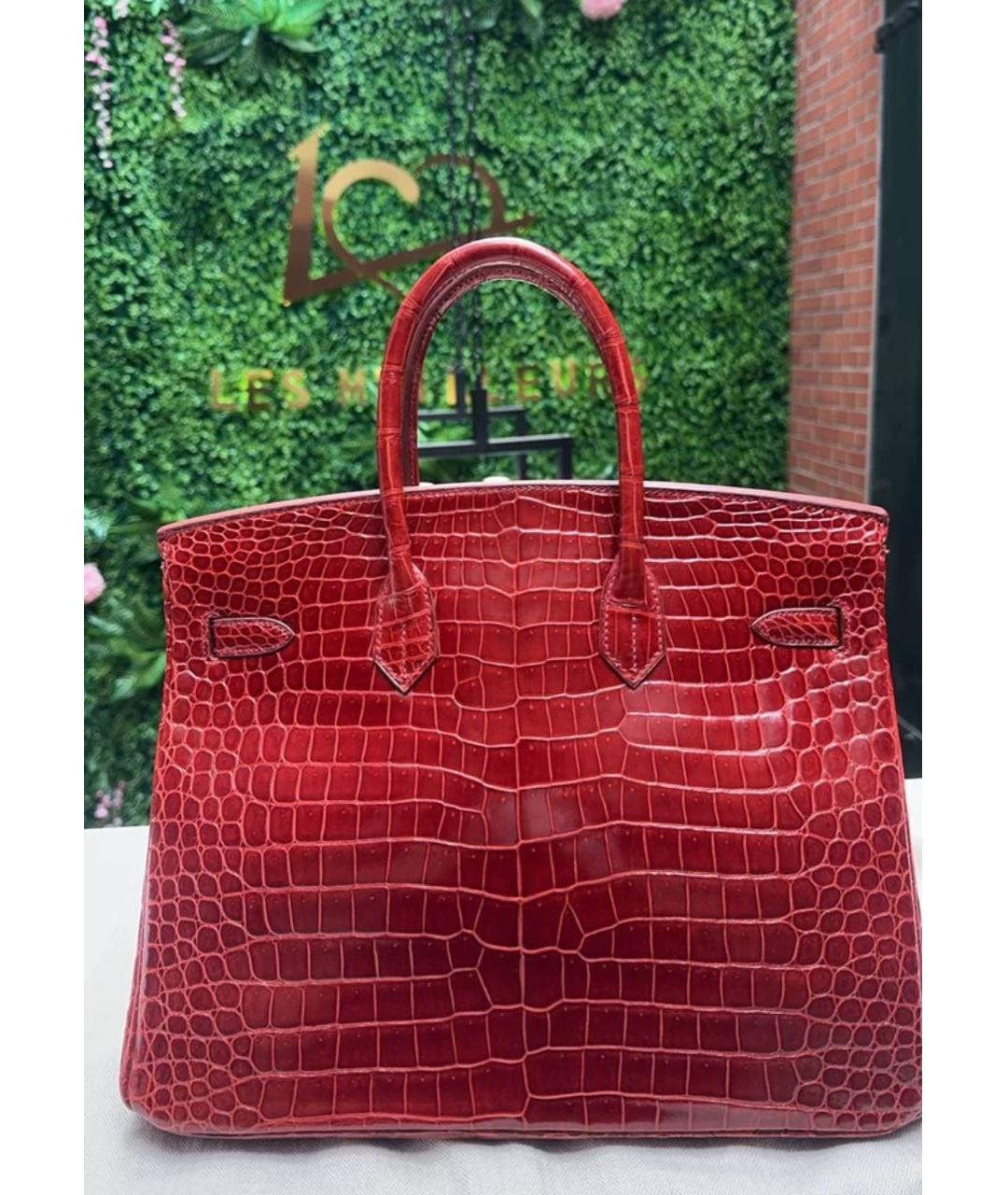 HERMES Красная кожаная сумка с короткими ручками, фото 2