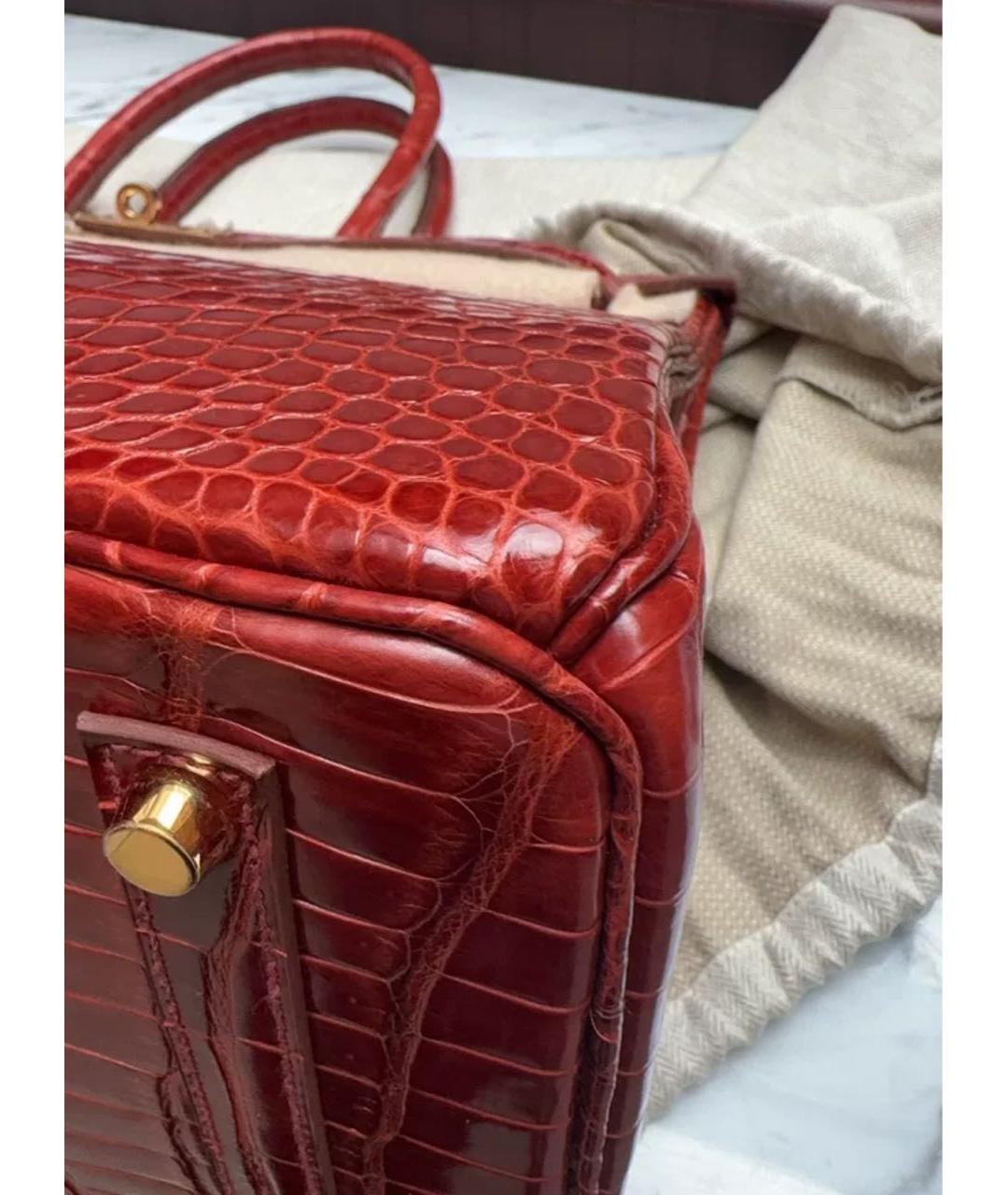 HERMES Красная кожаная сумка с короткими ручками, фото 4