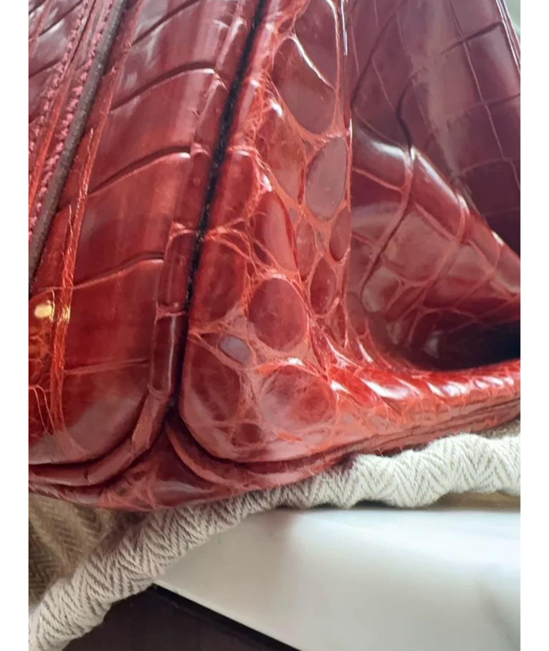 HERMES Красная кожаная сумка с короткими ручками, фото 6