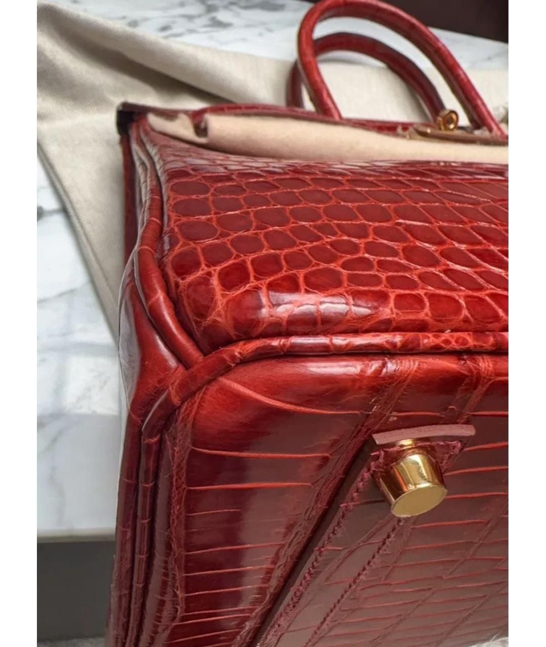 HERMES Красная кожаная сумка с короткими ручками, фото 5