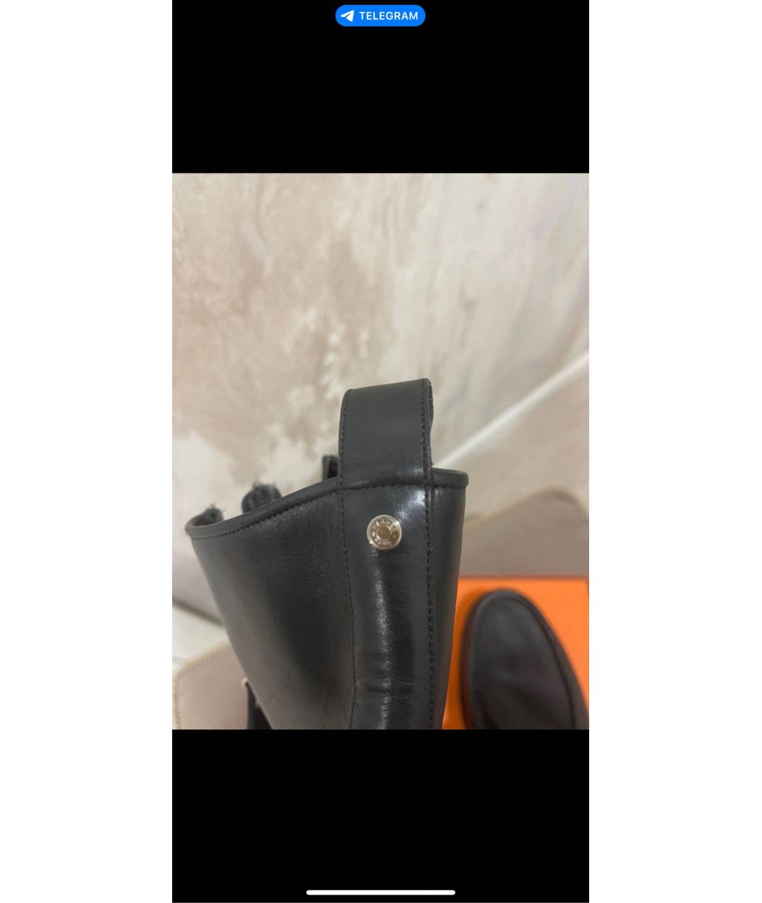 HERMES Черные кожаные высокие ботинки, фото 6