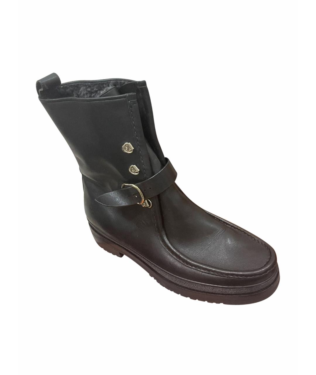 HERMES Черные кожаные высокие ботинки, фото 1