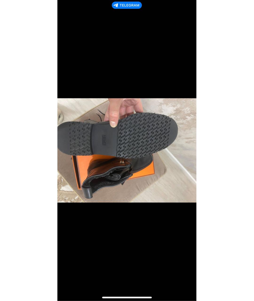 HERMES Черные кожаные высокие ботинки, фото 5