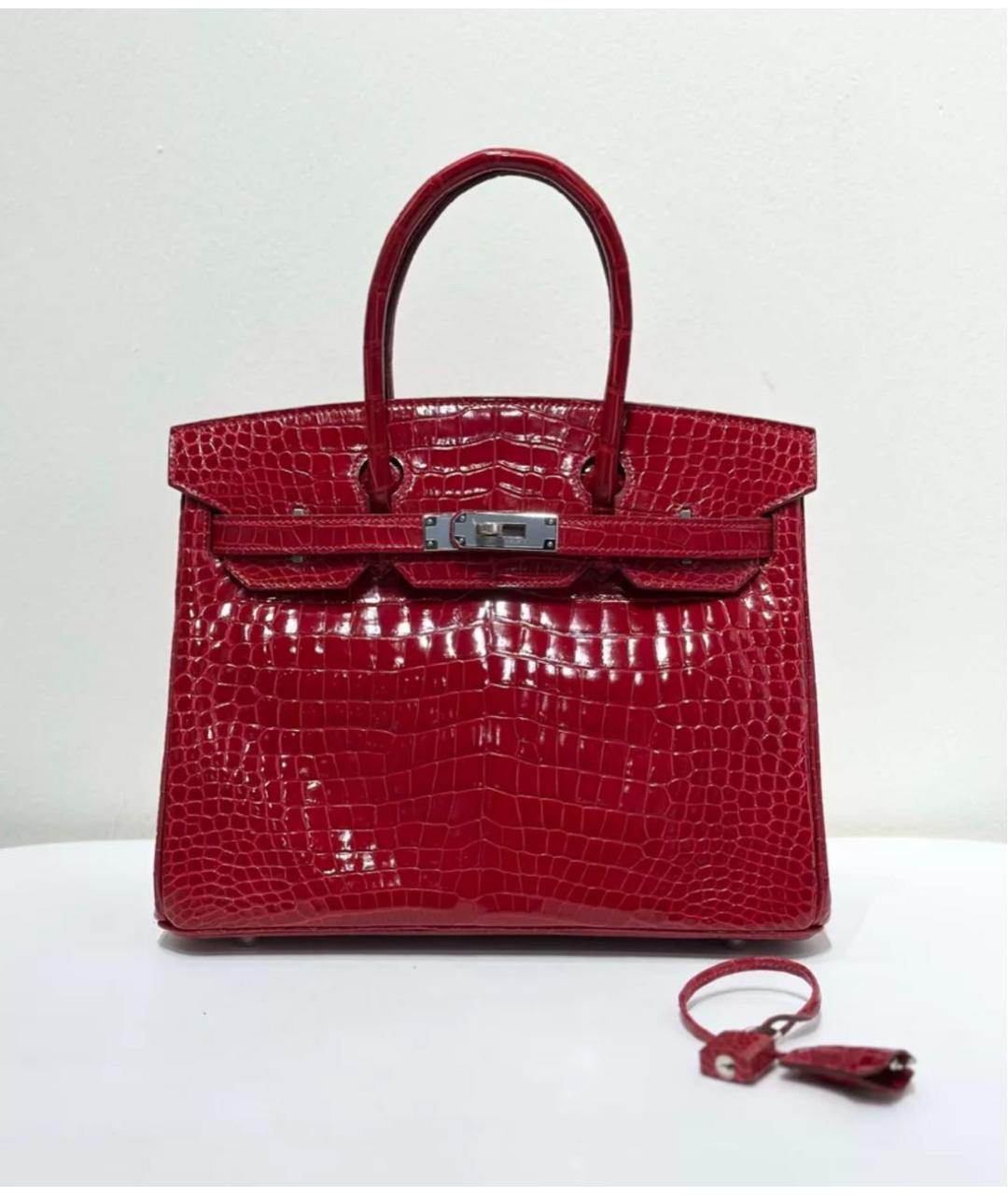 HERMES Красная кожаная сумка с короткими ручками, фото 3