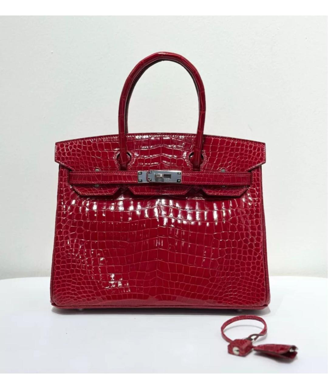 HERMES Красная кожаная сумка с короткими ручками, фото 2