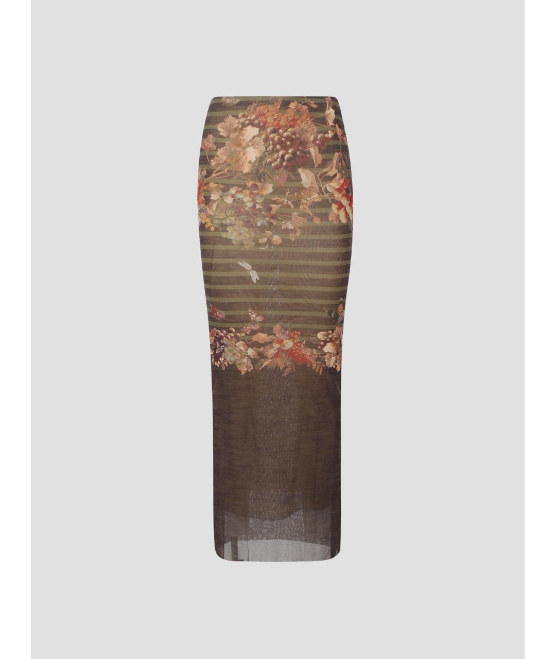 JEAN PAUL GAULTIER Хаки полиамидовая юбка миди, фото 4