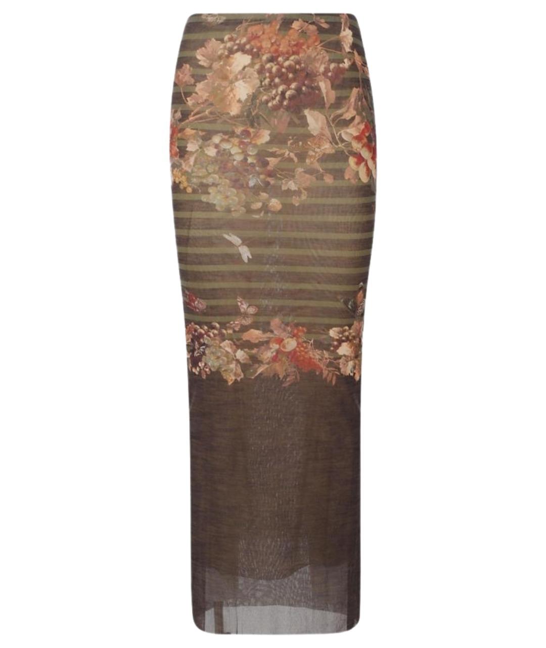 JEAN PAUL GAULTIER Хаки полиамидовая юбка миди, фото 1