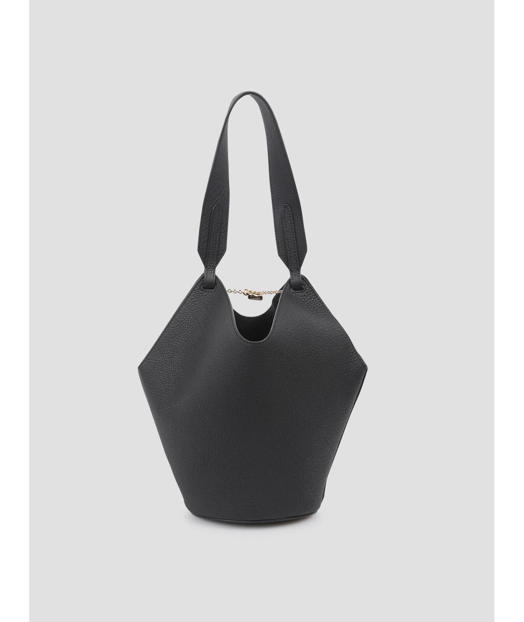 KHAITE Черная кожаная сумка тоут, фото 3