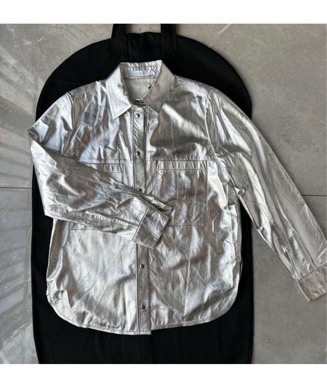 IRO Серебряная кожаная куртка, фото 2
