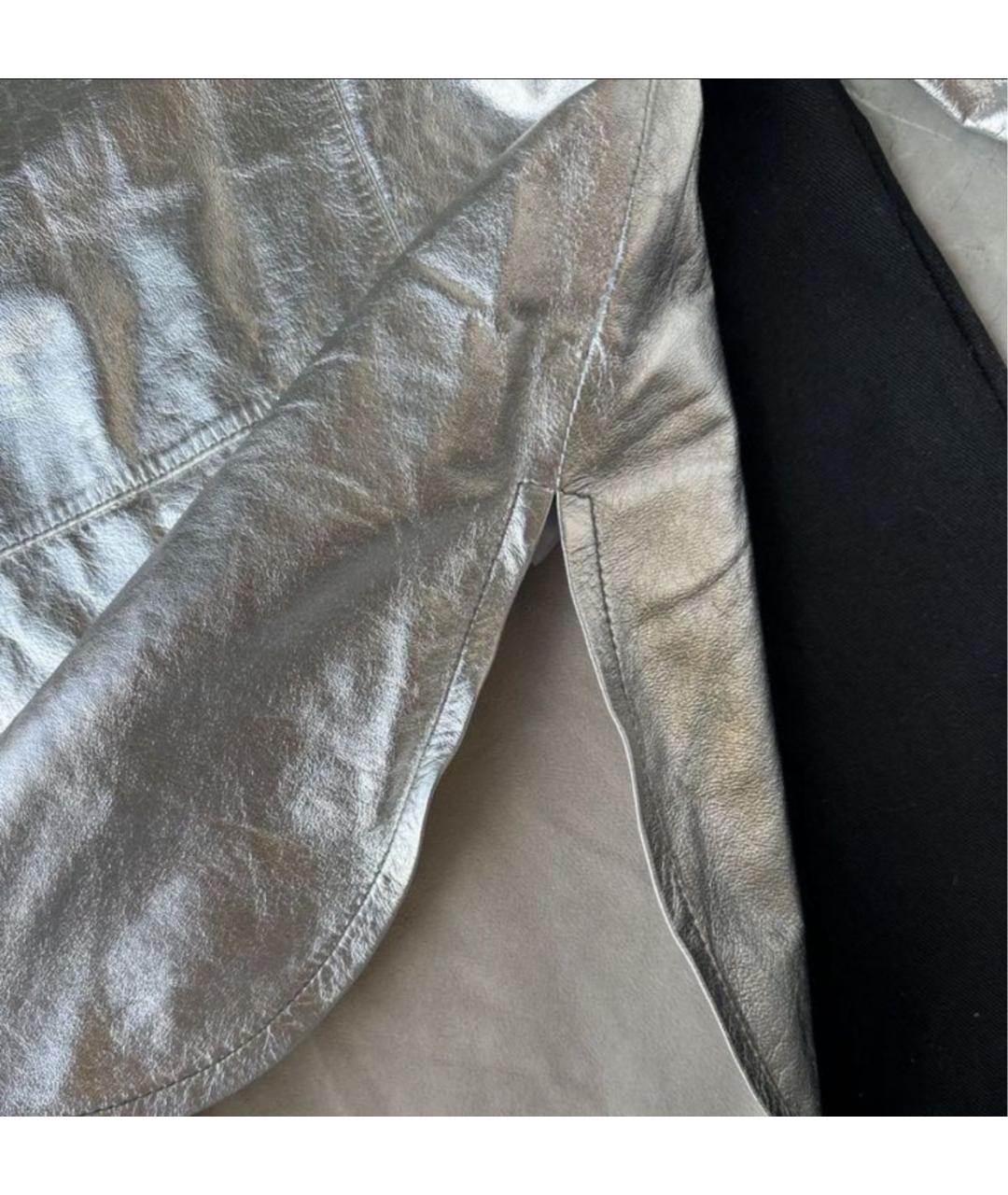 IRO Серебряная кожаная куртка, фото 7