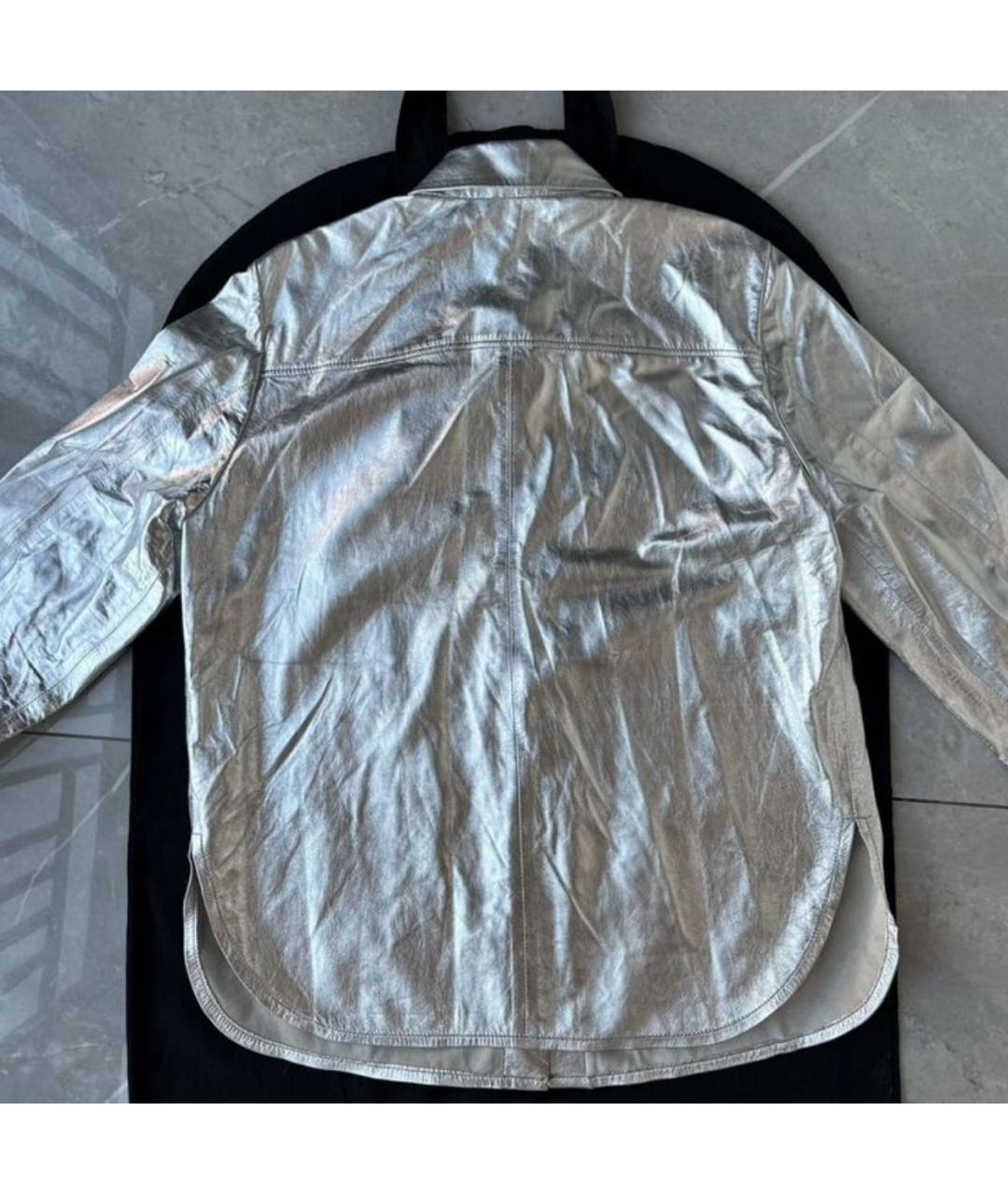 IRO Серебряная кожаная куртка, фото 3