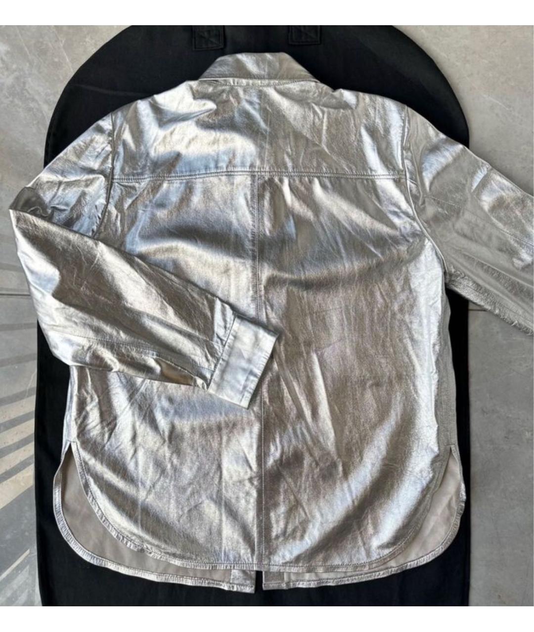 IRO Серебряная кожаная куртка, фото 6