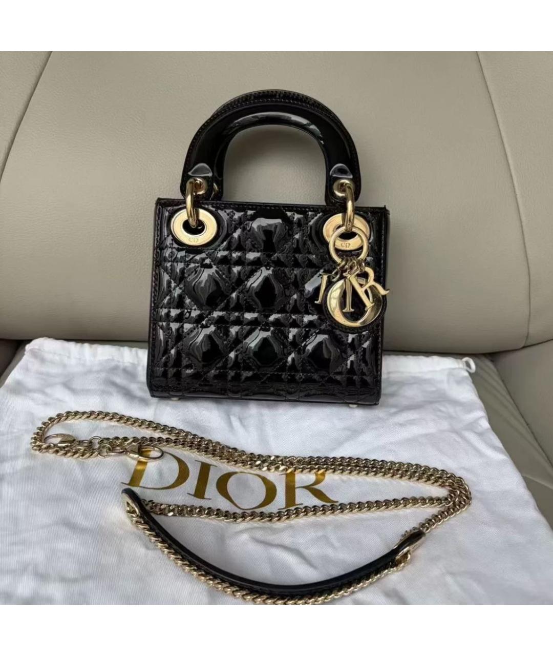 CHRISTIAN DIOR Черная кожаная сумка через плечо, фото 7