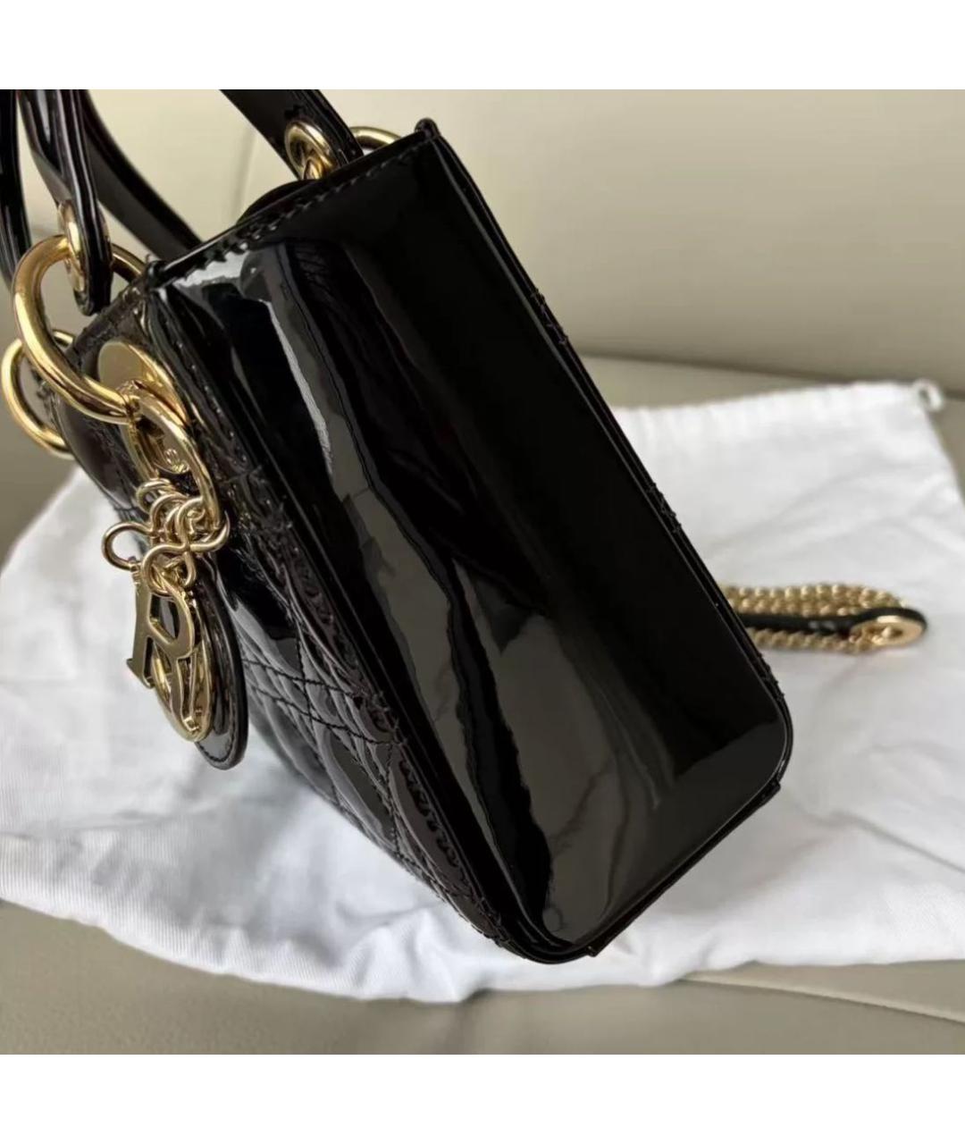 CHRISTIAN DIOR Черная кожаная сумка через плечо, фото 4