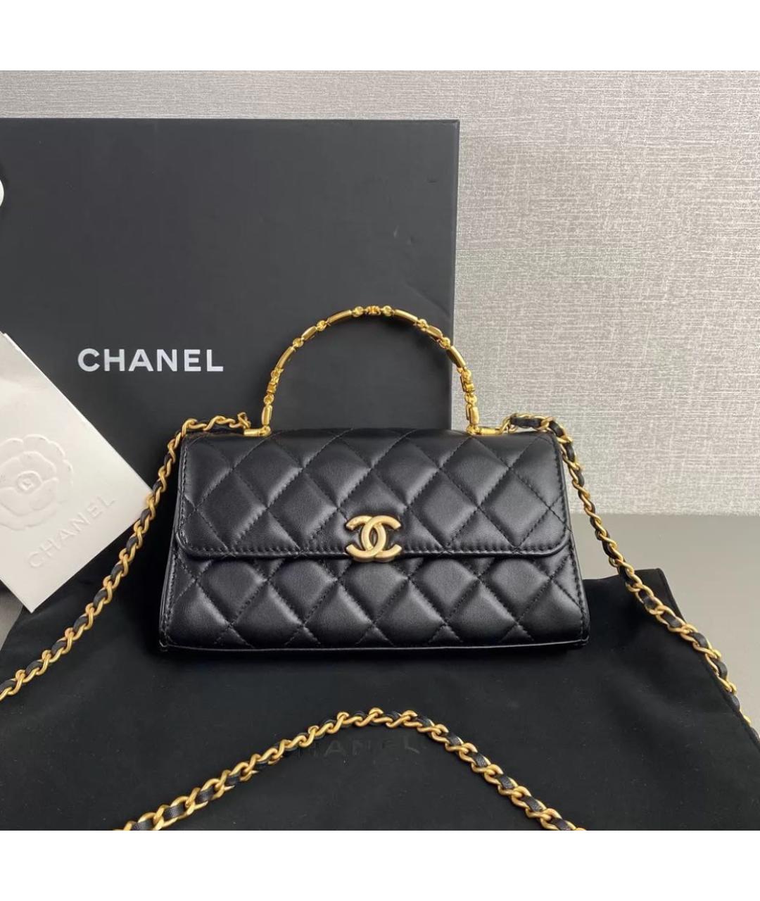 CHANEL Черная кожаная сумка через плечо, фото 7