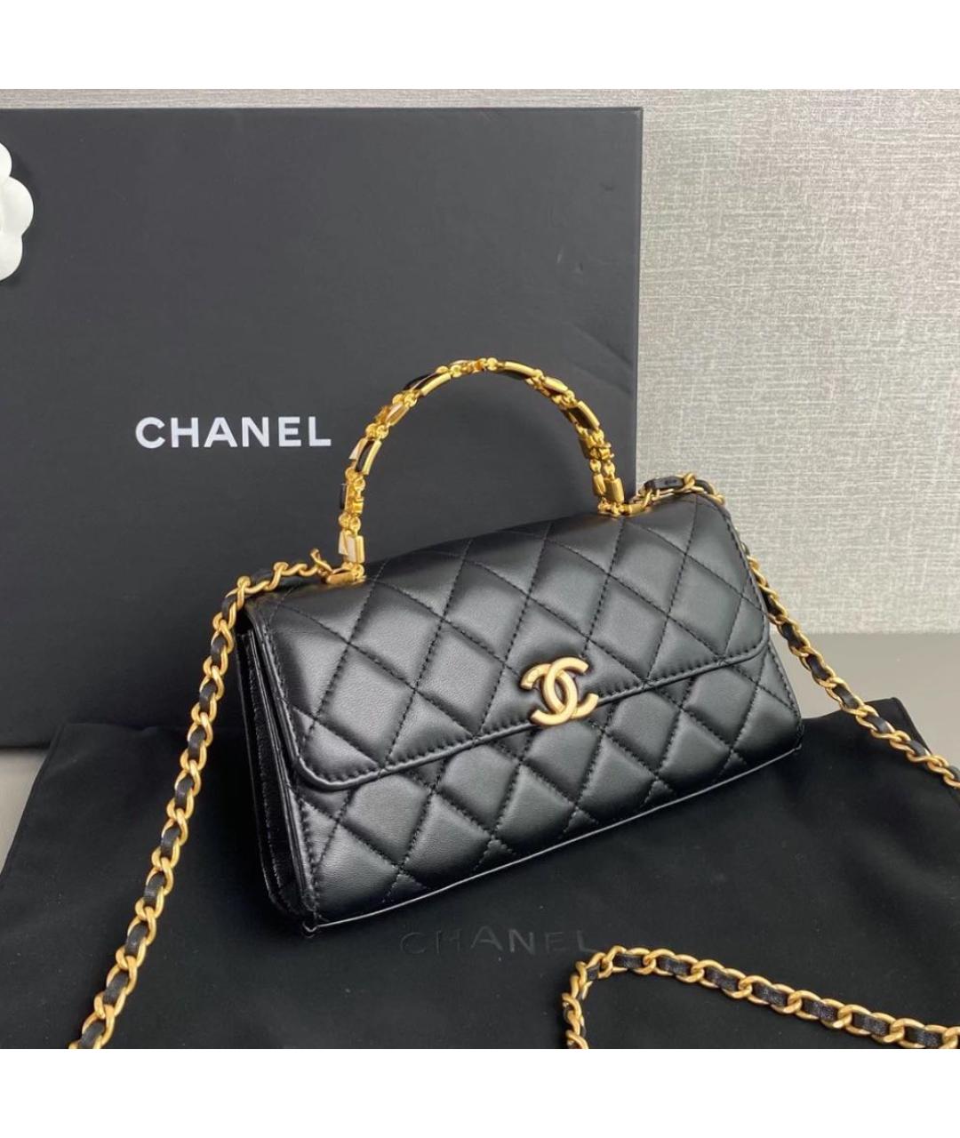 CHANEL Черная кожаная сумка через плечо, фото 2