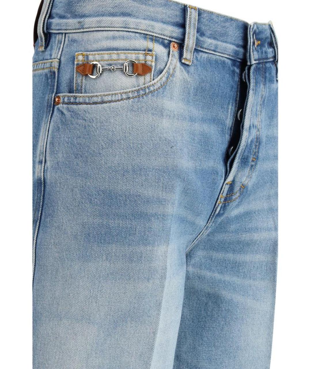 GUCCI Синие хлопковые прямые джинсы, фото 3