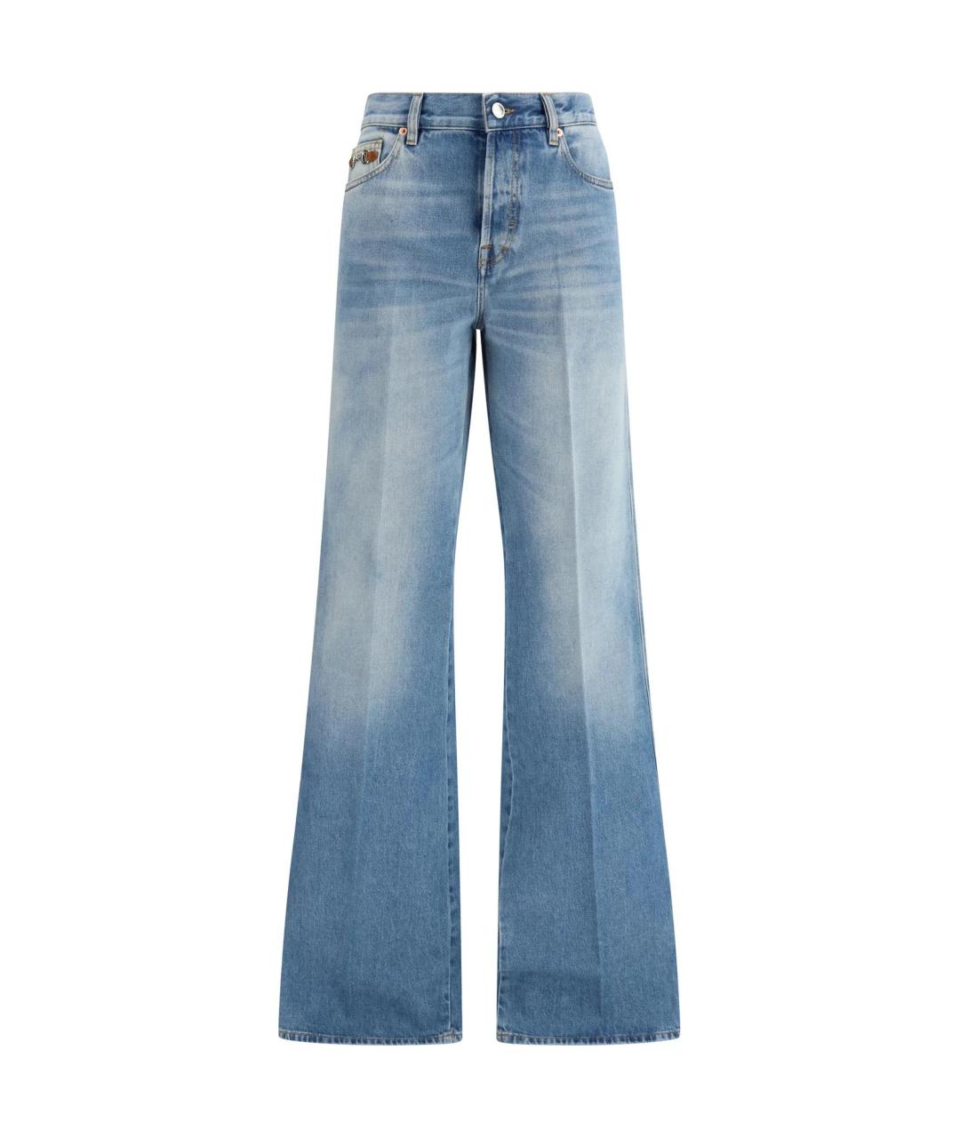 GUCCI Синие хлопковые прямые джинсы, фото 1