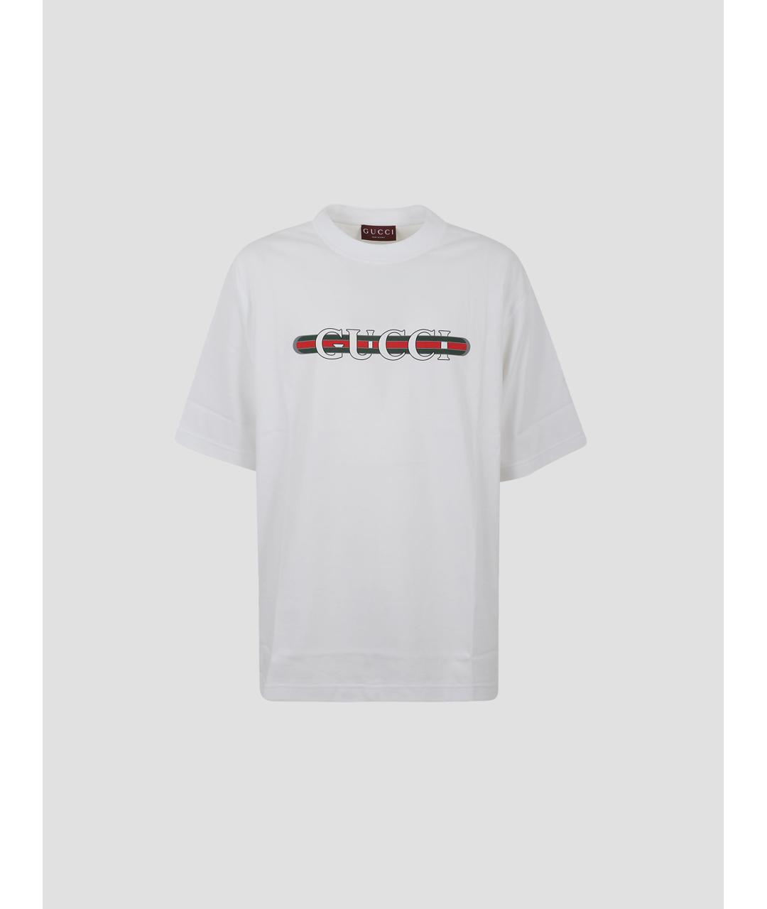 GUCCI Белая хлопковая футболка, фото 4