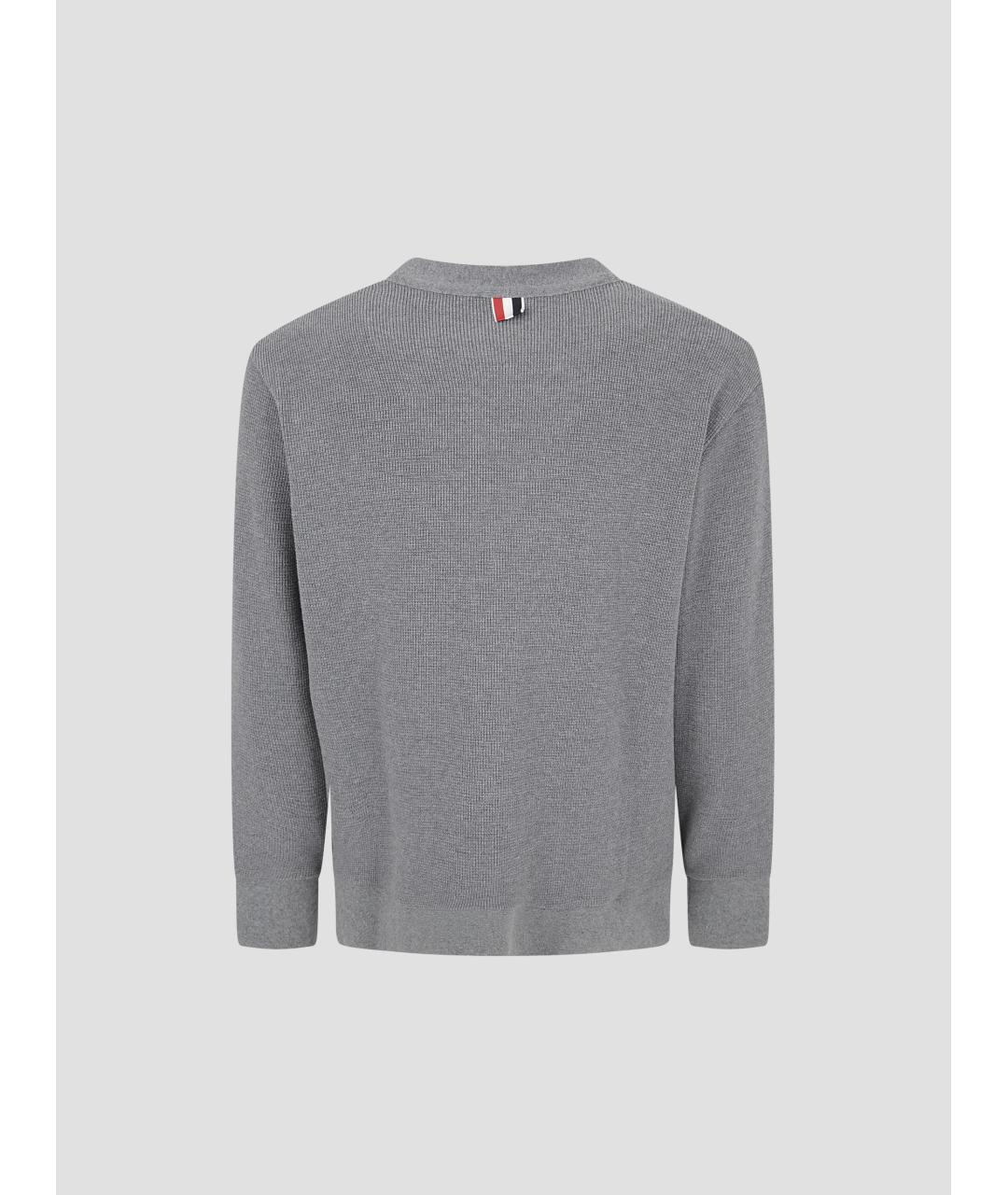 THOM BROWNE Серый хлопковый кардиган, фото 2