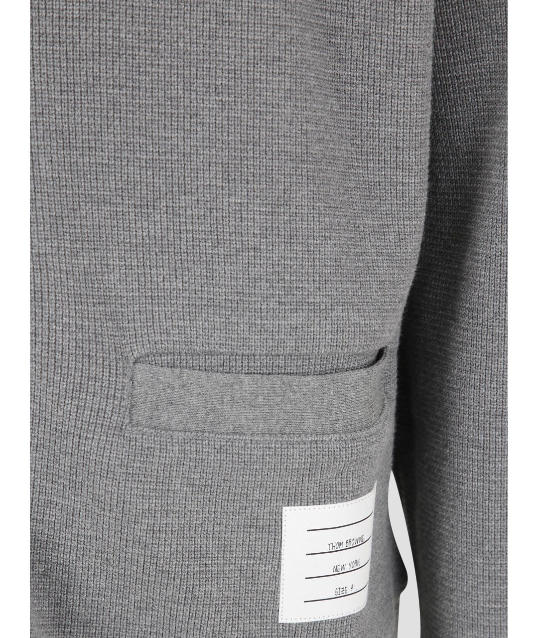 THOM BROWNE Серый хлопковый кардиган, фото 3