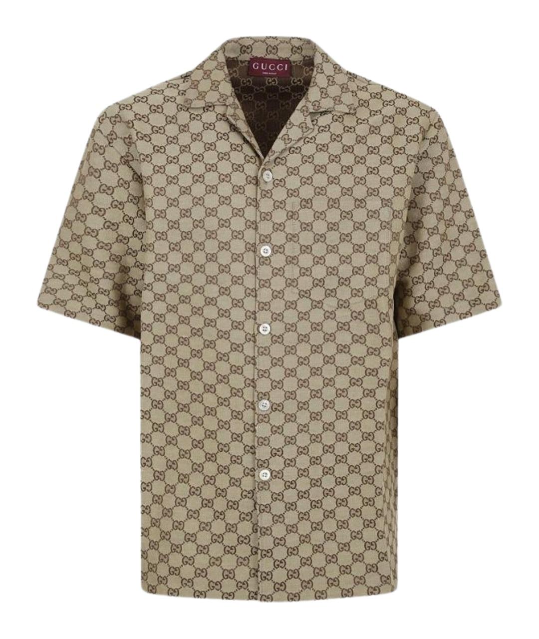 GUCCI Бежевая льняная кэжуал рубашка, фото 1