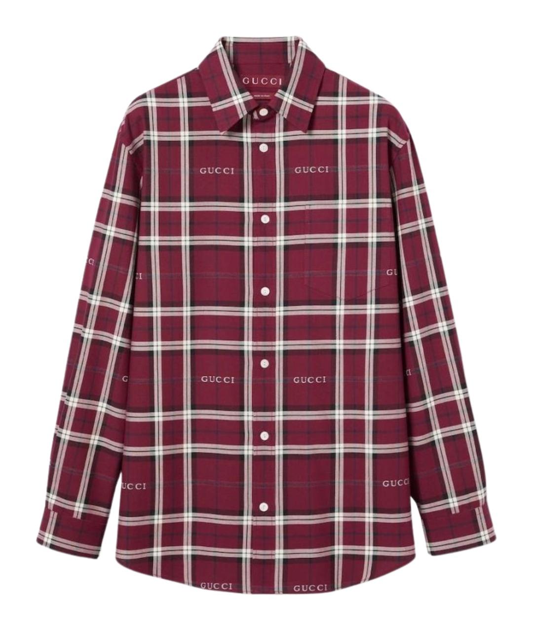 GUCCI Бордовая хлопковая кэжуал рубашка, фото 1