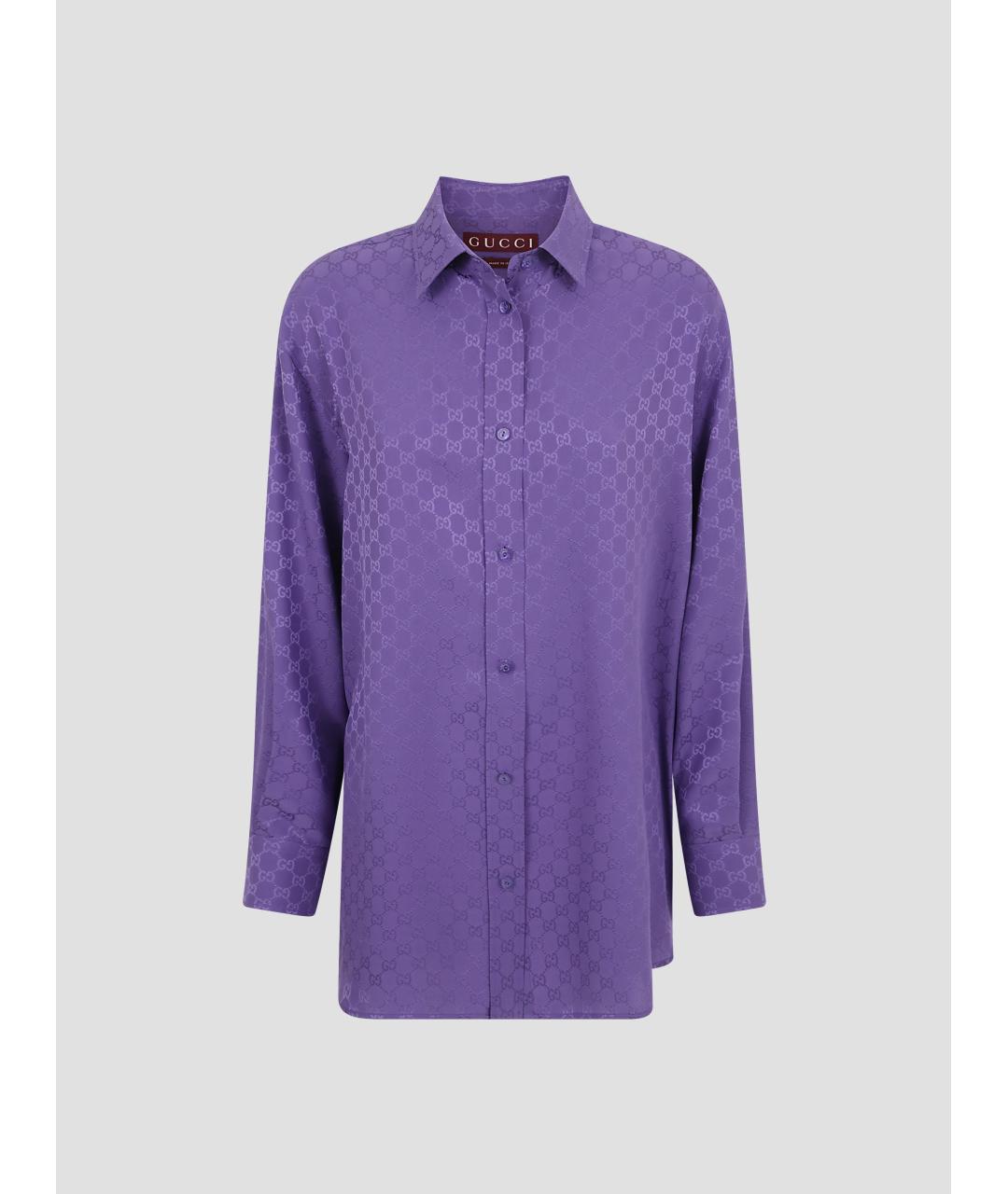GUCCI Фиолетовая шелковая рубашка, фото 4