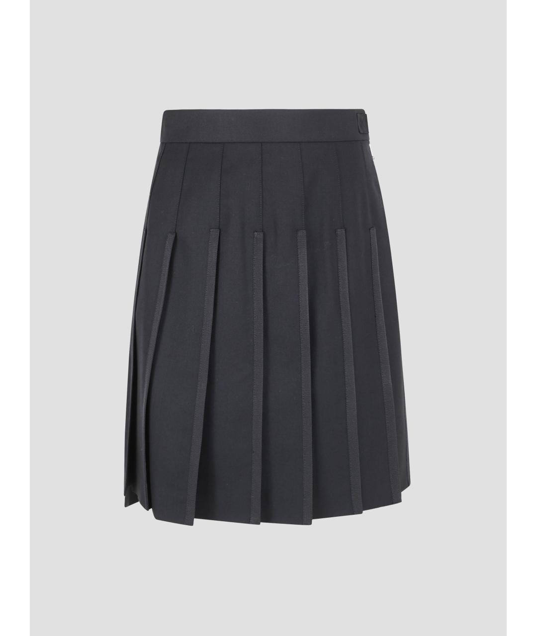 THOM BROWNE Черная шерстяная юбка миди, фото 4