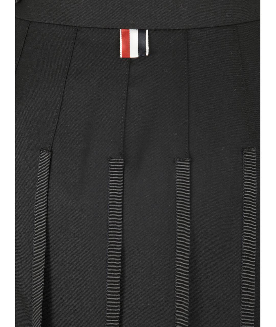 THOM BROWNE Черная шерстяная юбка миди, фото 3