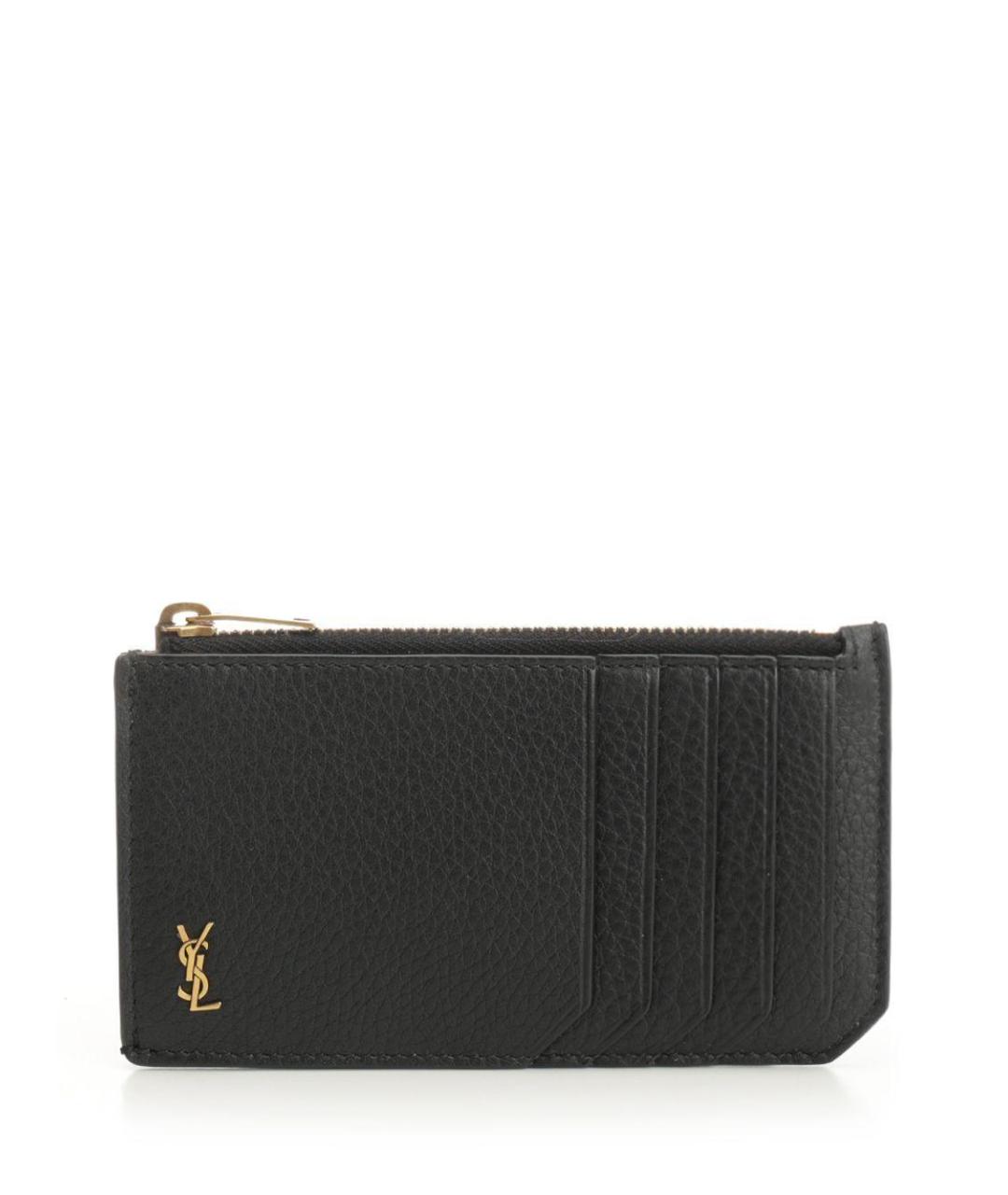 SAINT LAURENT Черный кожаный кардхолдер, фото 1