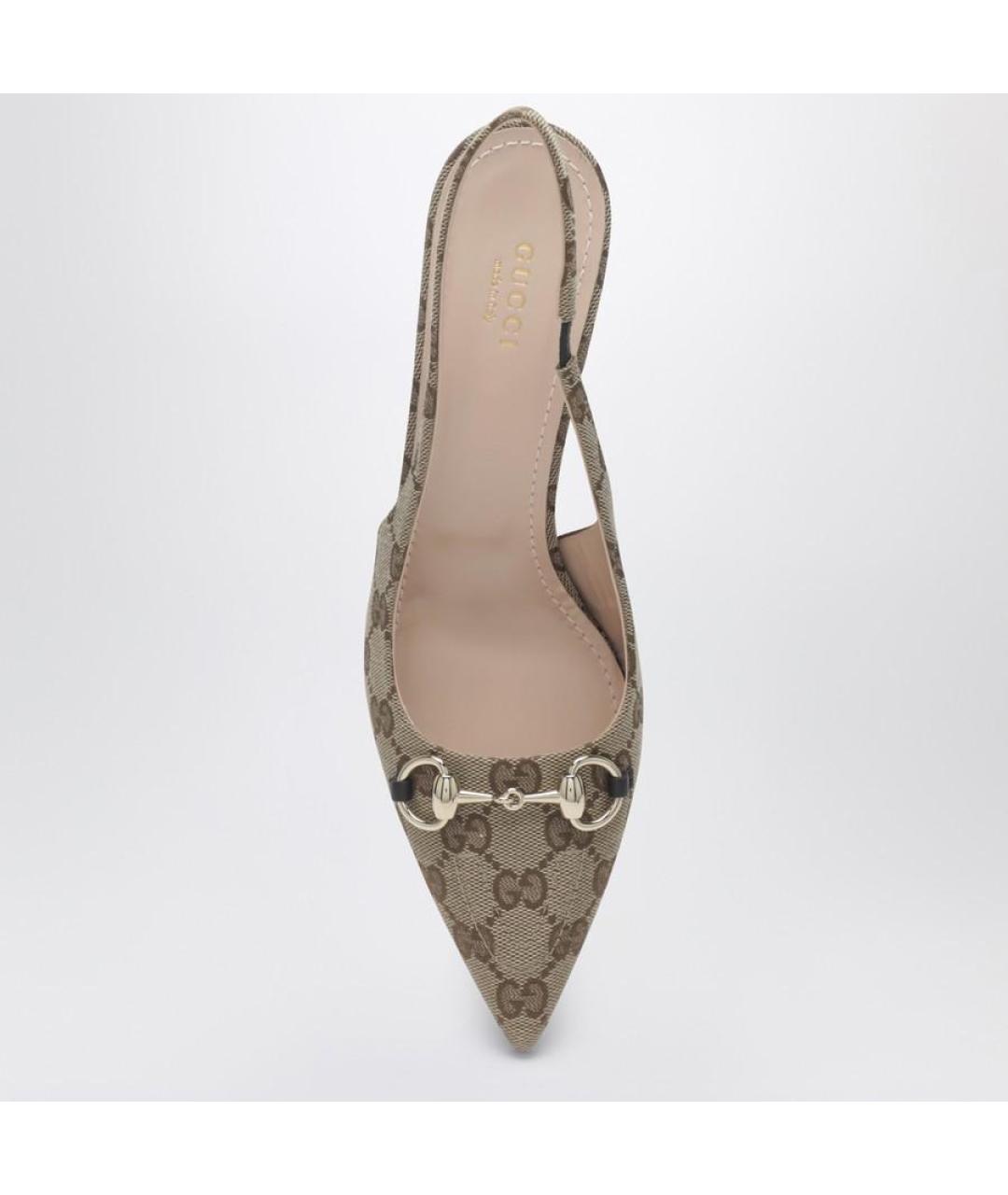 GUCCI Бежевые текстильные туфли, фото 3