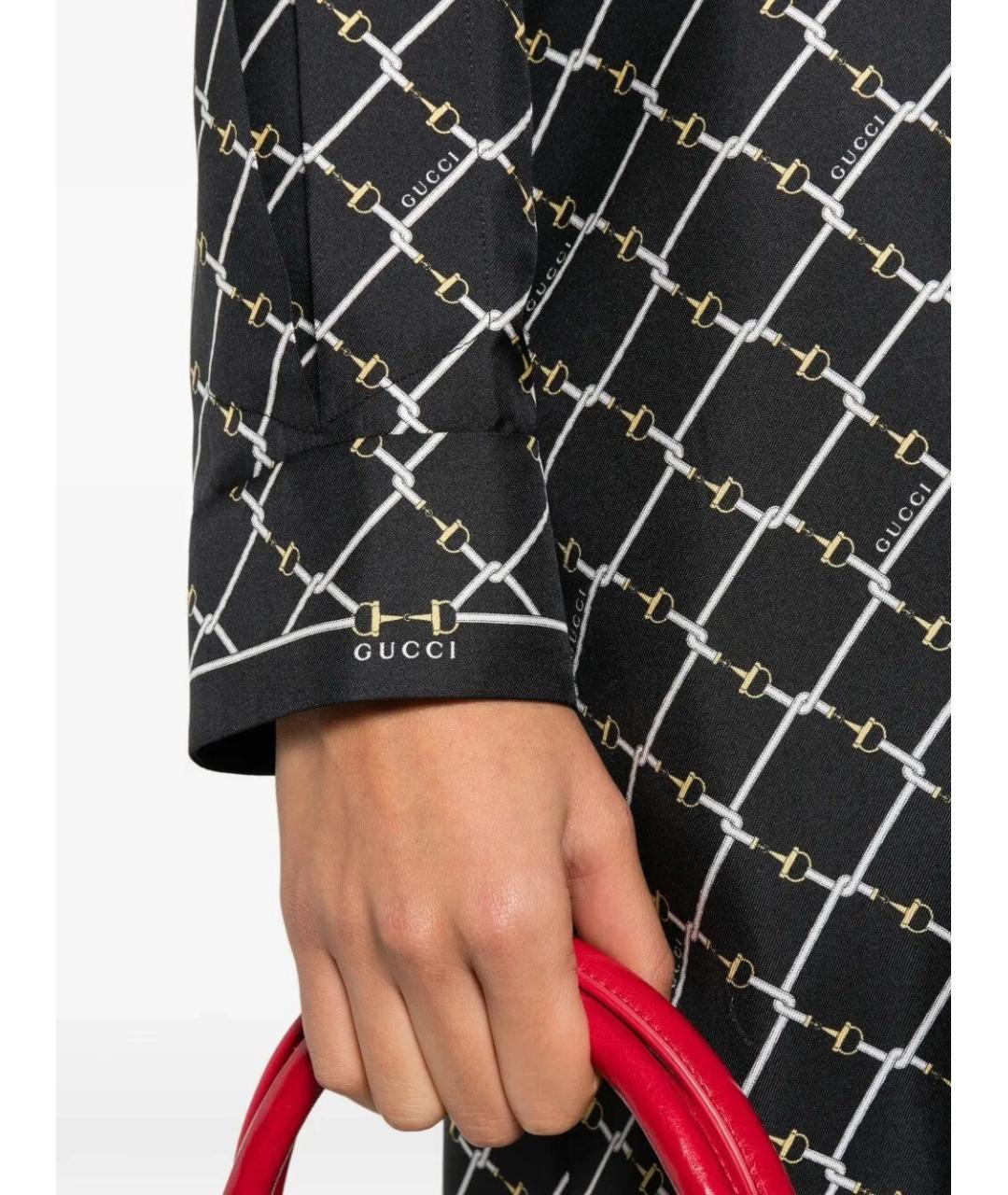 GUCCI Черное шелковое повседневное платье, фото 5