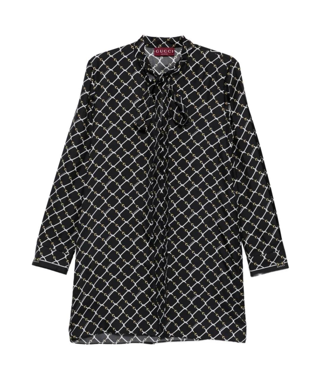 GUCCI Черное шелковое повседневное платье, фото 1