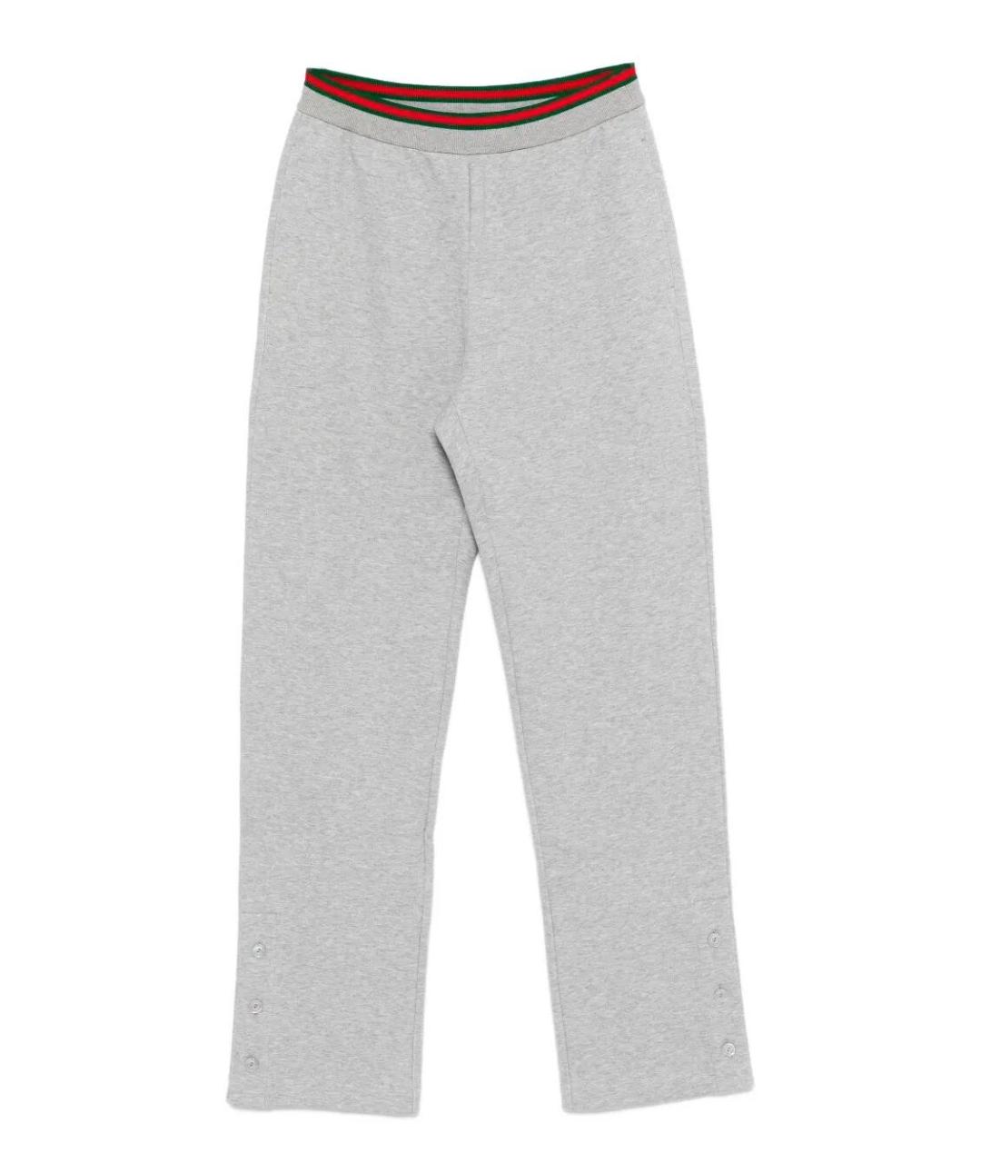 GUCCI Серые хлопковые прямые брюки, фото 1