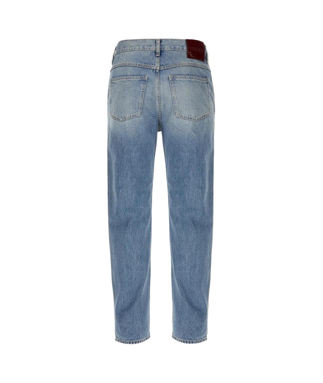 GUCCI Голубые хлопковые прямые джинсы, фото 2